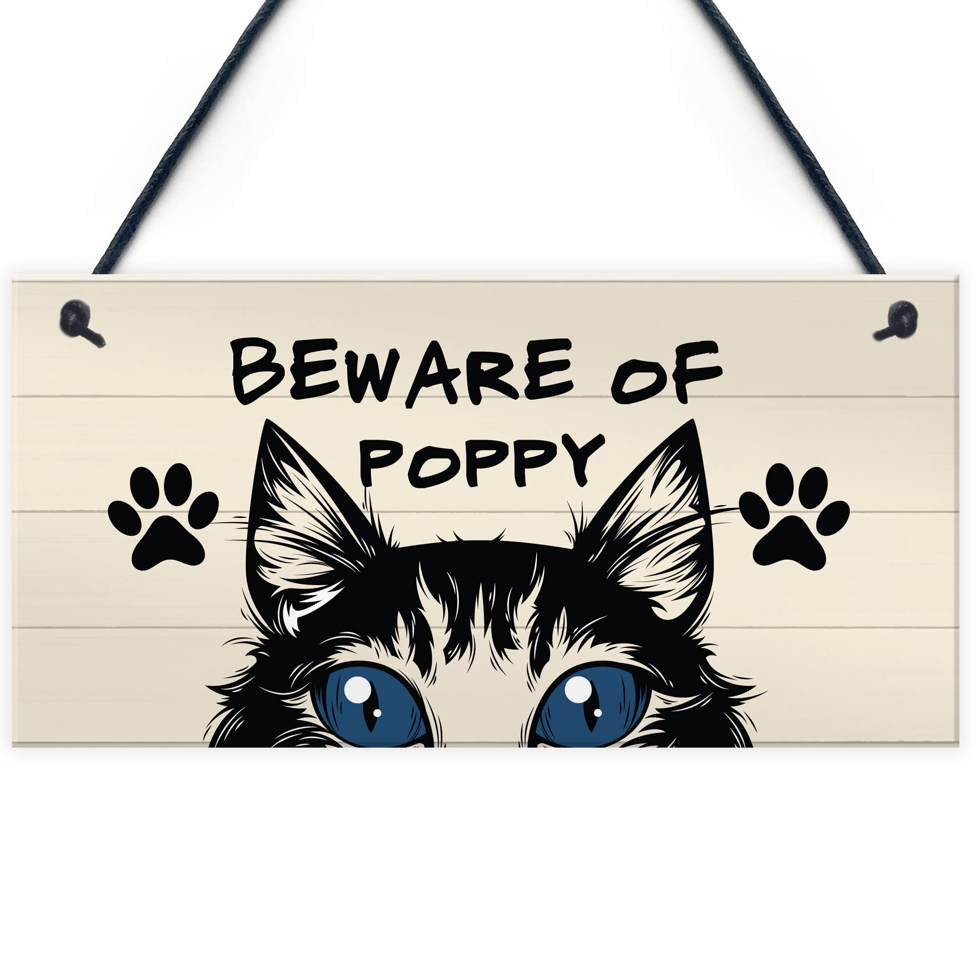 Red Ocean Red Beware Of Cat Sign Hanging Home Decor Plaque Cat Sign Cat Lover Gift For Family