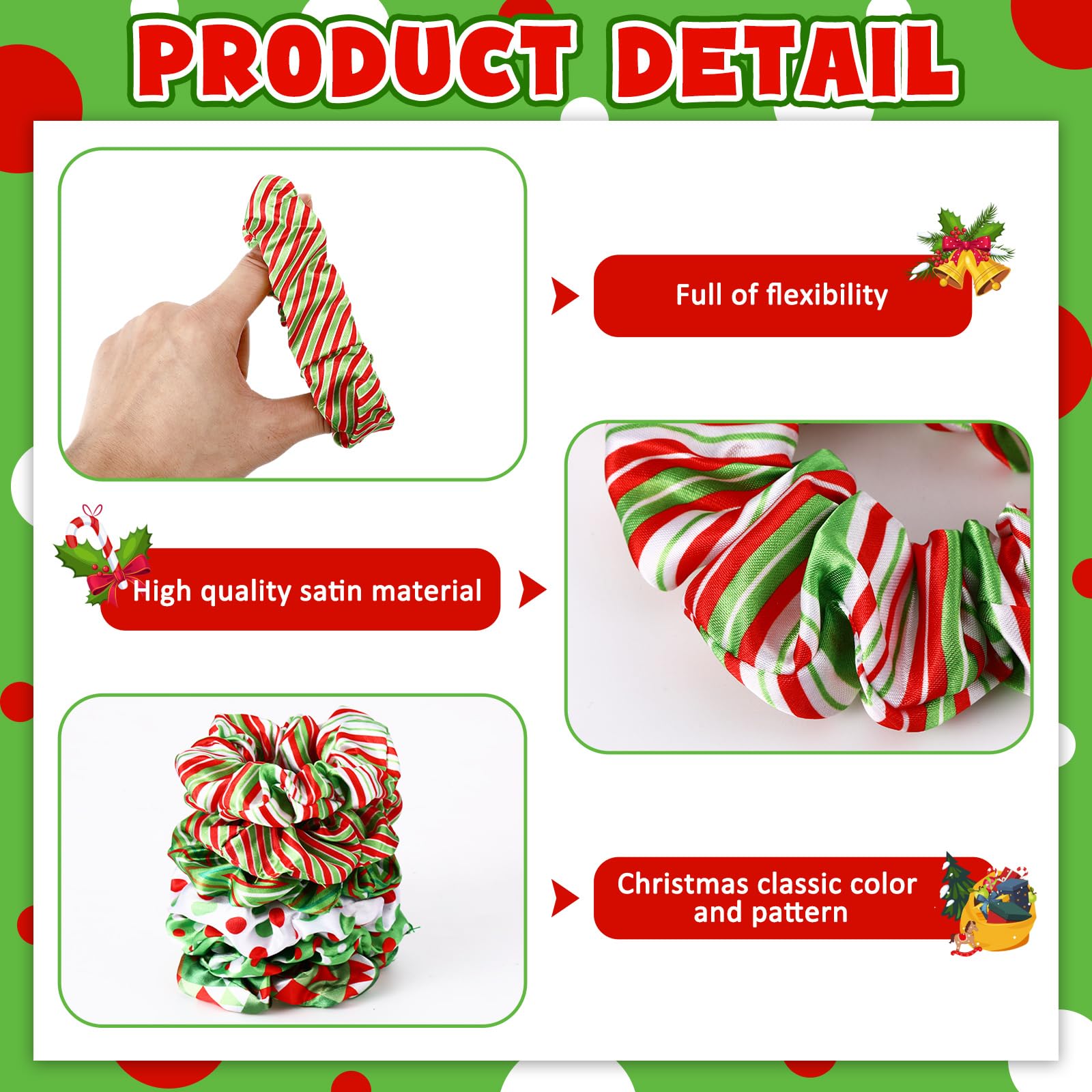 Amazon.com: Yinkin 12 Pcs Christmas Satin Hair Scrunchies Lime