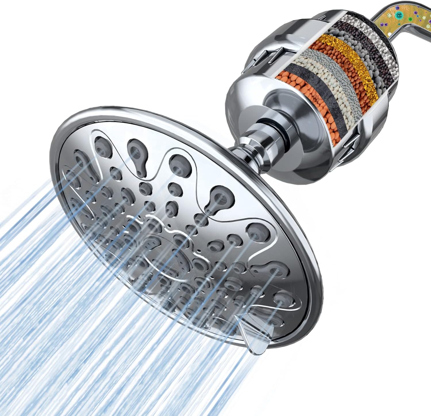 Shower Head Filter for Hard Water, High Pressure Shower Head with 20 Stage Shower Filters to Remove Chlorine and Fluoride