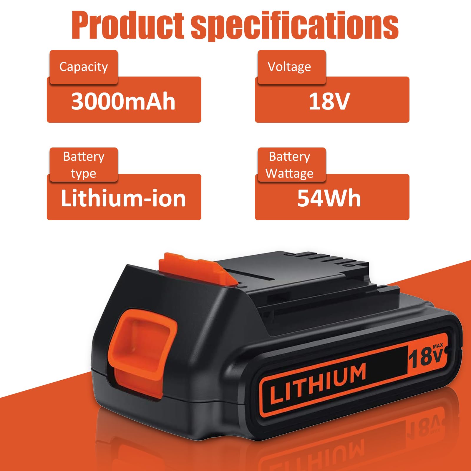 2pcs 3000mAh 18V Batería de Repuesto para Black Decker BL1518-XJ BL2018-XJ LB20 LBXR20 LBX20 LBXR2020-OPE-2 LBXR20B LB2X4020 LST220