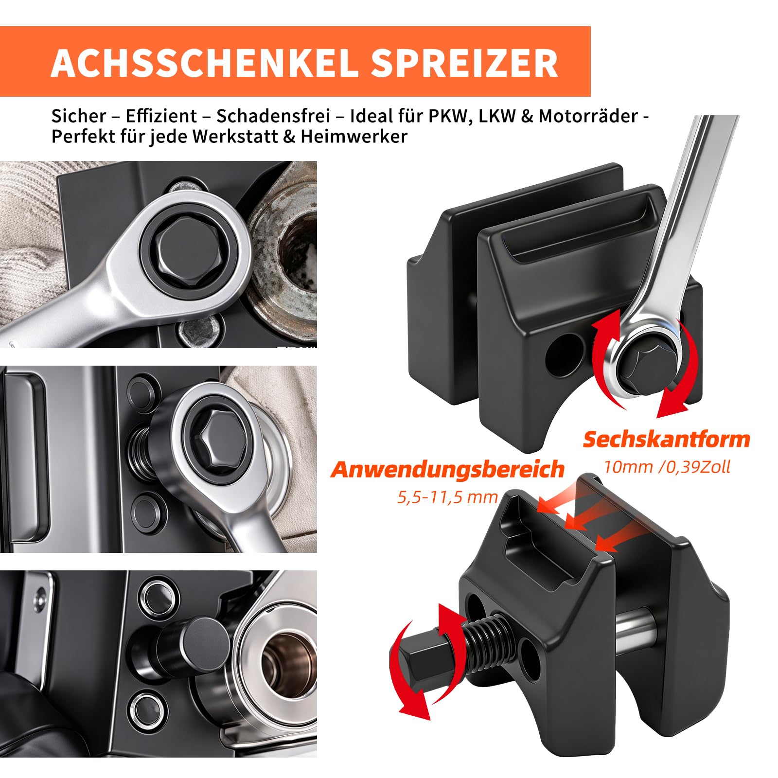 Kit Outillage Mecanique Auto 6 Pièces, Separateur de Piece pour Arrache Rotule de Suspension, Arrache Roulement, Biellette Direction, Rotule Axiale pour Réparation de Voiture et Camion