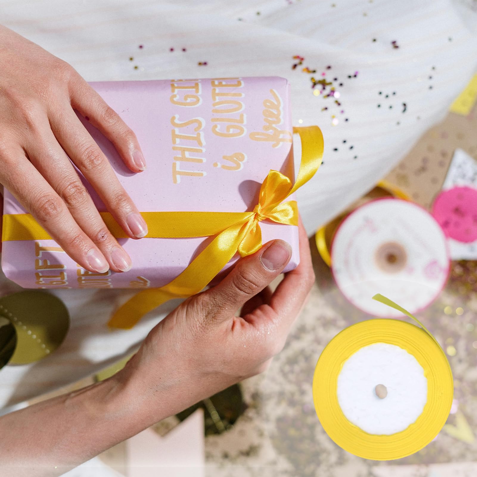 Nastro Di Raso Bianco - 5cm X 22m + 1.2cm X 22m, Per Matrimoni, Regali, DIY - Foto 8