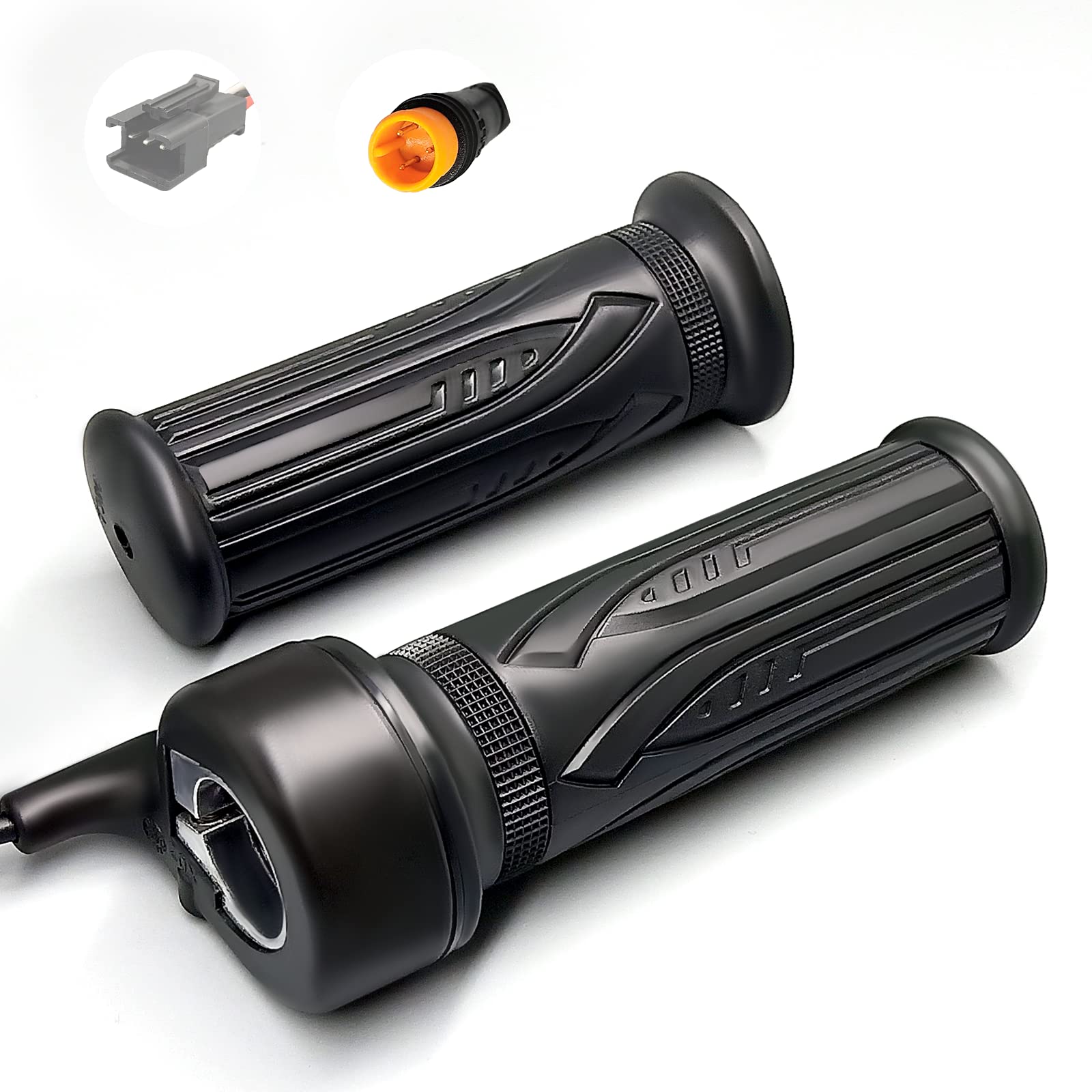 Electric Bike Full Twist Throttle Right Handle Throttle 24V 36V 48V 60V 72V with 3 pin Waterproof/SM Connector for EBike or Folding Electric Scooter (20X-Full-WP)