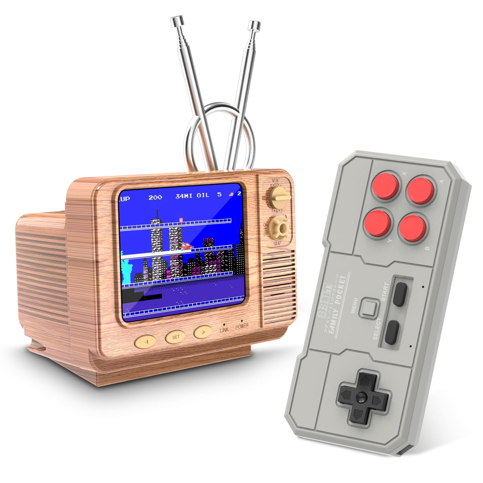 Retro Handheld Game Console - GV300S 42 JALECO+168 Classic Games Mini TV Style with 3.0 Inch IPS Screen, Save Search, Support 2-Player & Dual Console