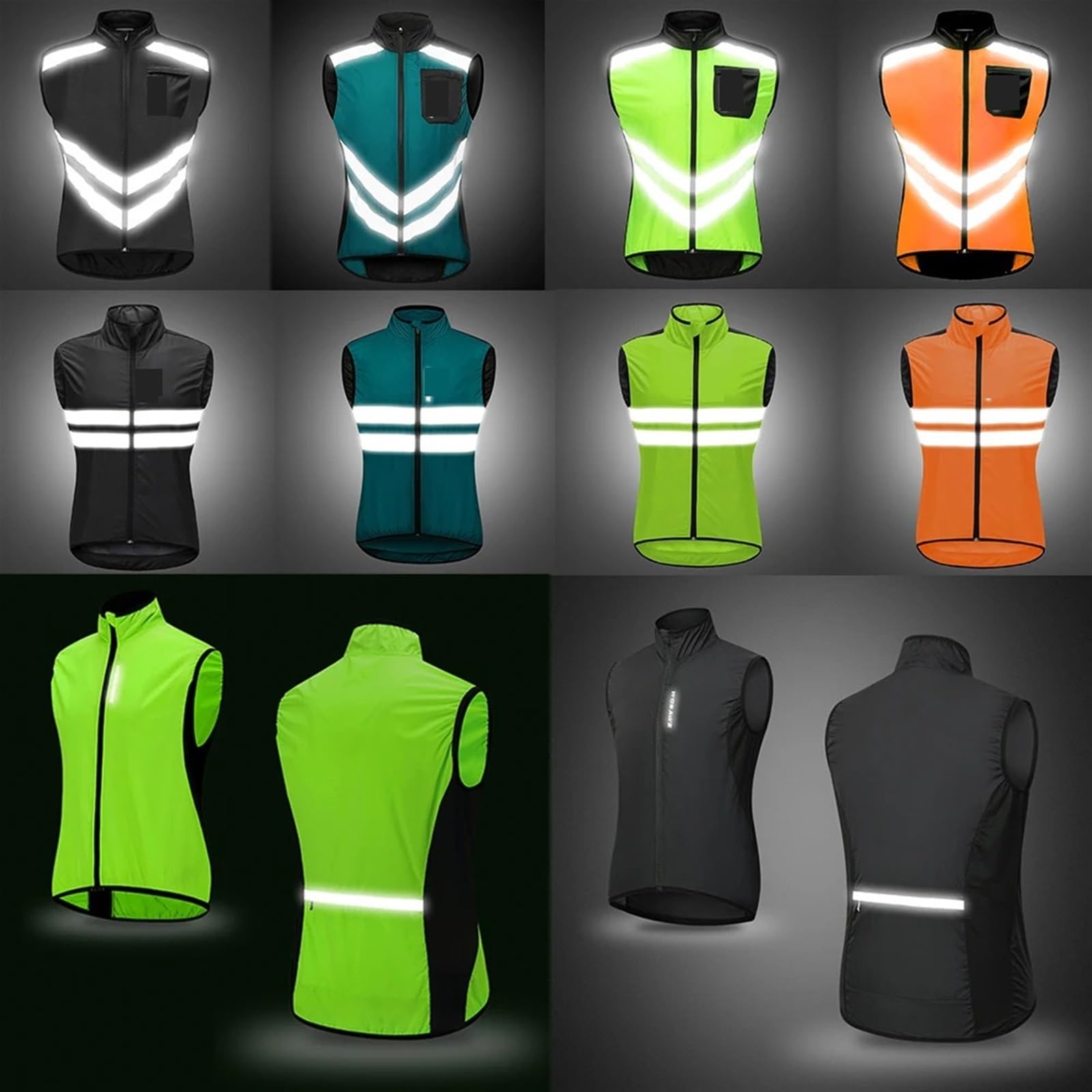 Chaleco Ciclismo Chalecos de seguridad reflectantes for ciclismo, chaleco deportivo sin mangas for hombre, ropa for carretera(04,EU XL (ASIA 2XL))