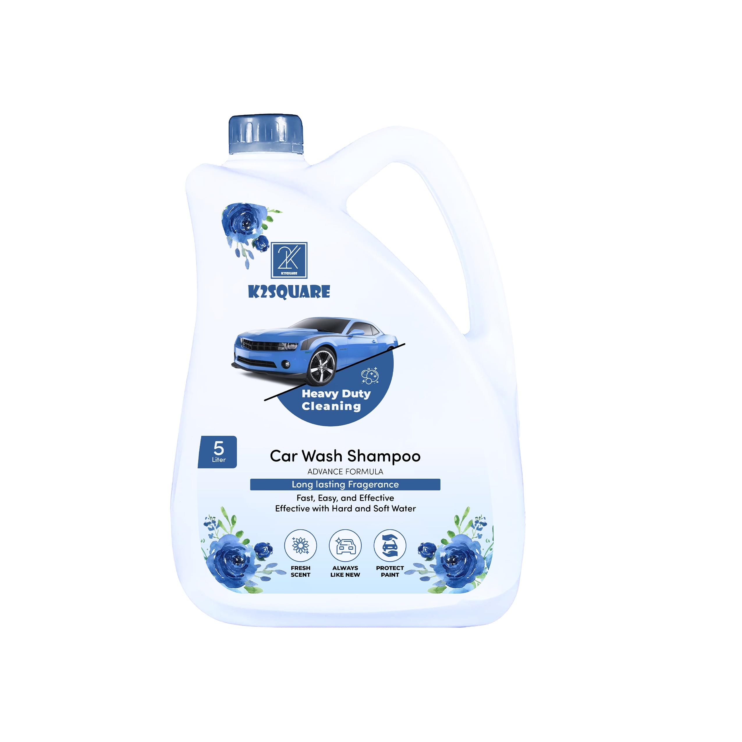 K2SQUARE Foaming Car Wash Soap (Works with Foam Cannons, Foam Guns or Bucket Washes) Safe for Cars, Trucks, Motorcycles, RVs & More (BLUE)