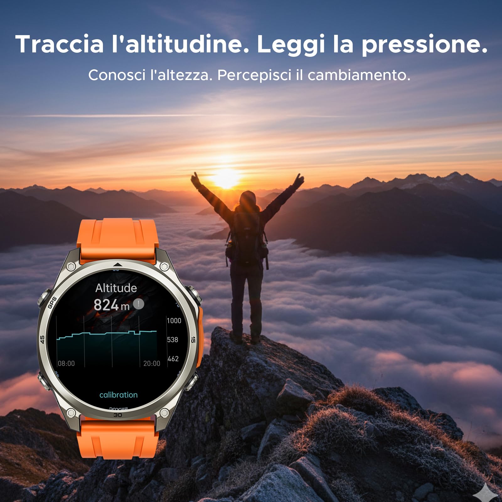 Anywise W1 Pro Montre Connectée Femme Homme, 1.43" AMOLED HD, Cartes Hors Ligne, Cardiofréquencemètre, Sommeil, 12 Jours Autonomie, 170+ Modes Sport, Bluetooth Appel, Compatible Android/iOS