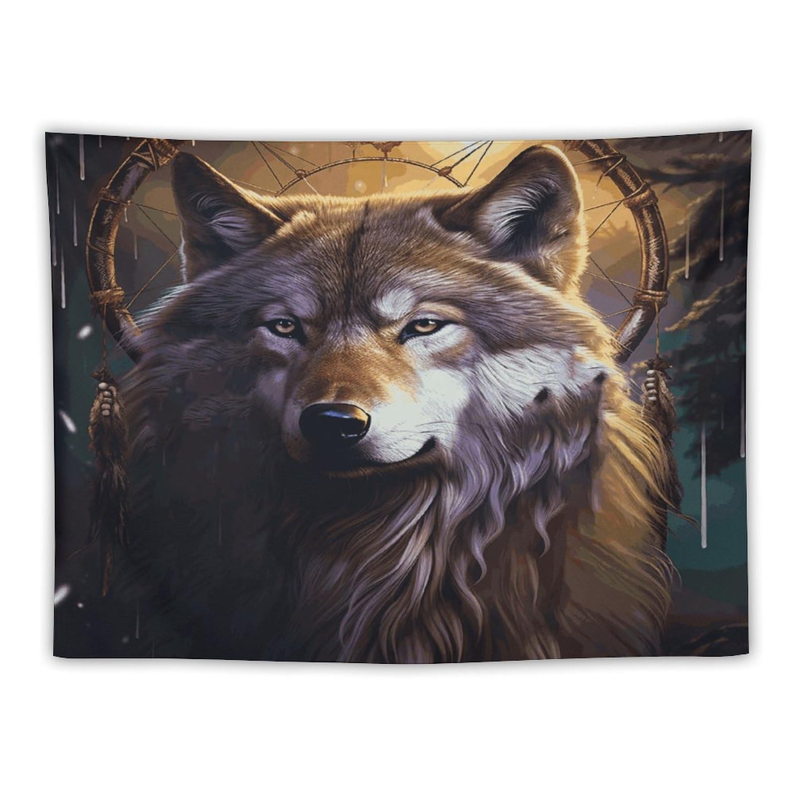 LDGSUPH Wolves And Dream Catchers Tapestry Wall Hanging Decor Anti-fading Aesthetic Wall Tapestries Fashion Wall Blanket Decor Modern Wall Art Tapestry for Bedroom Home Decor 30"x40"