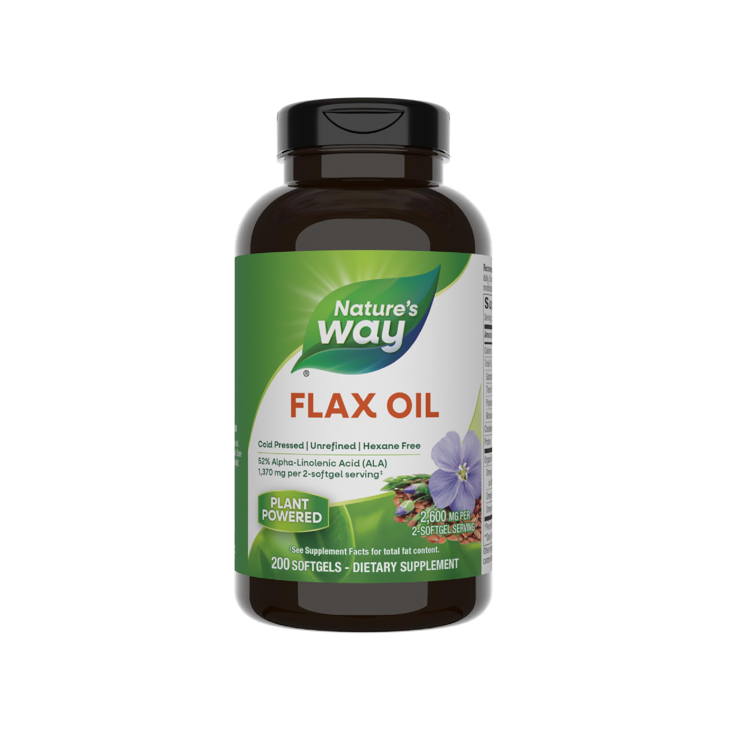 Nature's Way Premium Flax Oil, 52% ALA, Cold Pressed, 200 ct