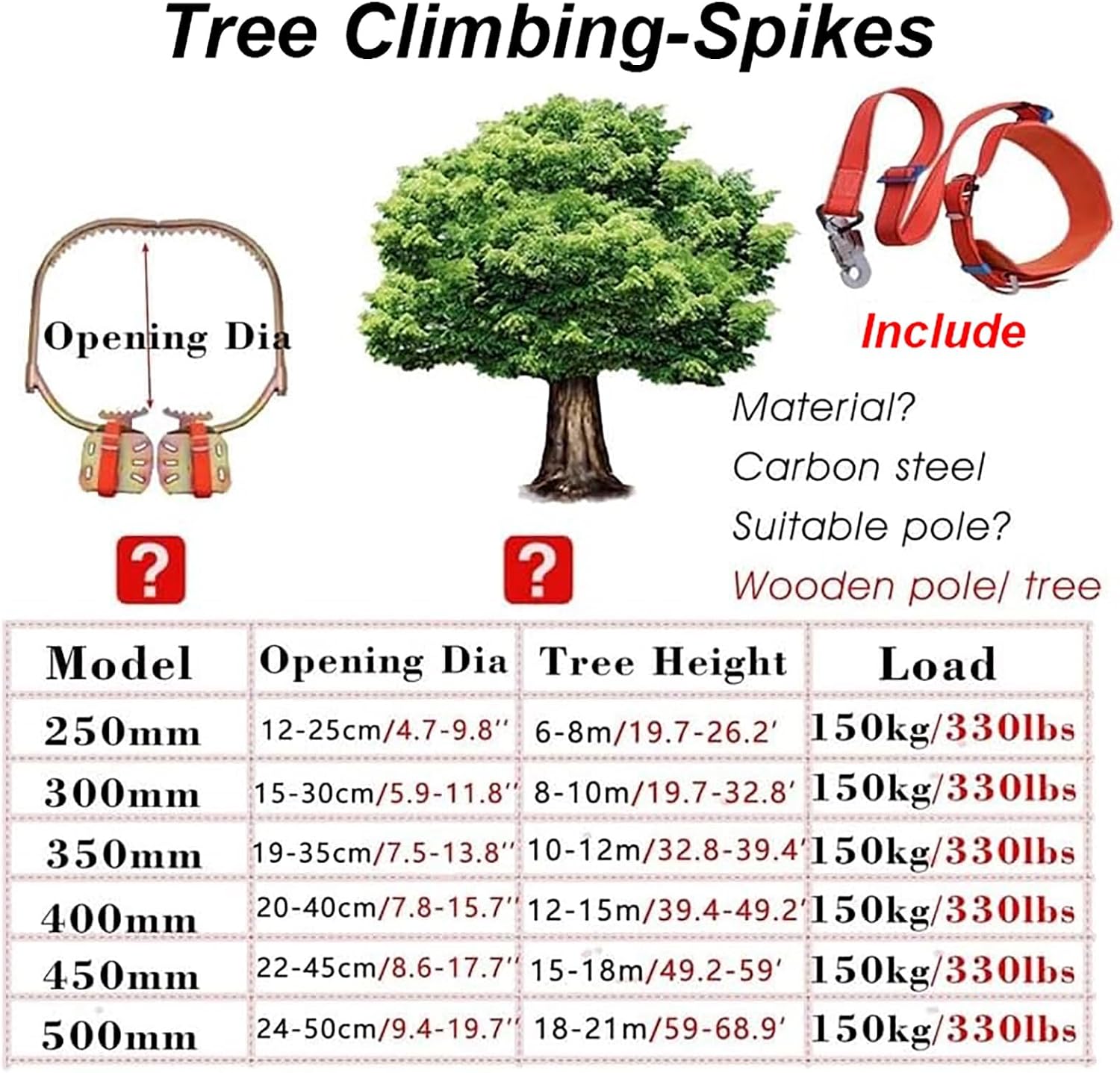 Adjustable Anti-Slip Climbing Shoes with Rubber Pads & Spikes - Portable Pole Climbing Gear for Electricians, Tree Trimmers & Utility Workers - Safe & Durable Climbing Equipment image 2