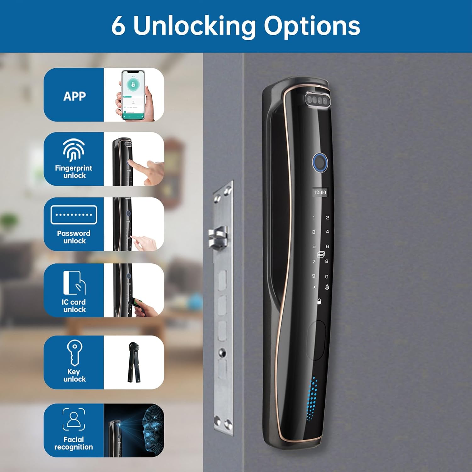 3D Face Recognition Smart Door Lock, WiFi Digital Keypad Electronic Keyless Entry Door Lock, Biometric Fingerprint Door Lock for Front Door with Camera, Video Doorbell, App Control 4 7193vqK+9WL. AC SL1500