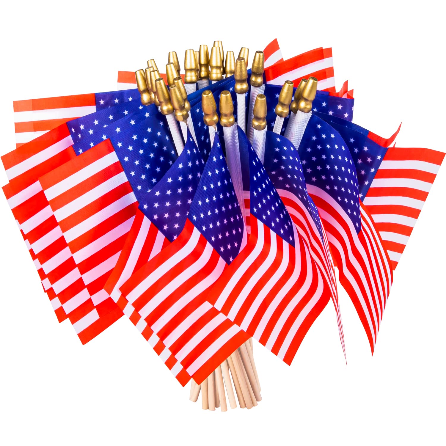 40 Pack Small American Flags on Stick 4*6 Inch Mini American Flags for 4th of July Decorations Memorial Day Decorations Patriotic Decorations US American Hand Held Wooden Stick Flag with Kid-Safe