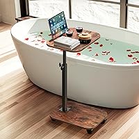 Vista 7 de XNSDXV Mesa de sofá para sofá, bandeja de TV giratoria de 360° para espacios pequeños, mesas auxiliares de altura ajustable para comer, mesa