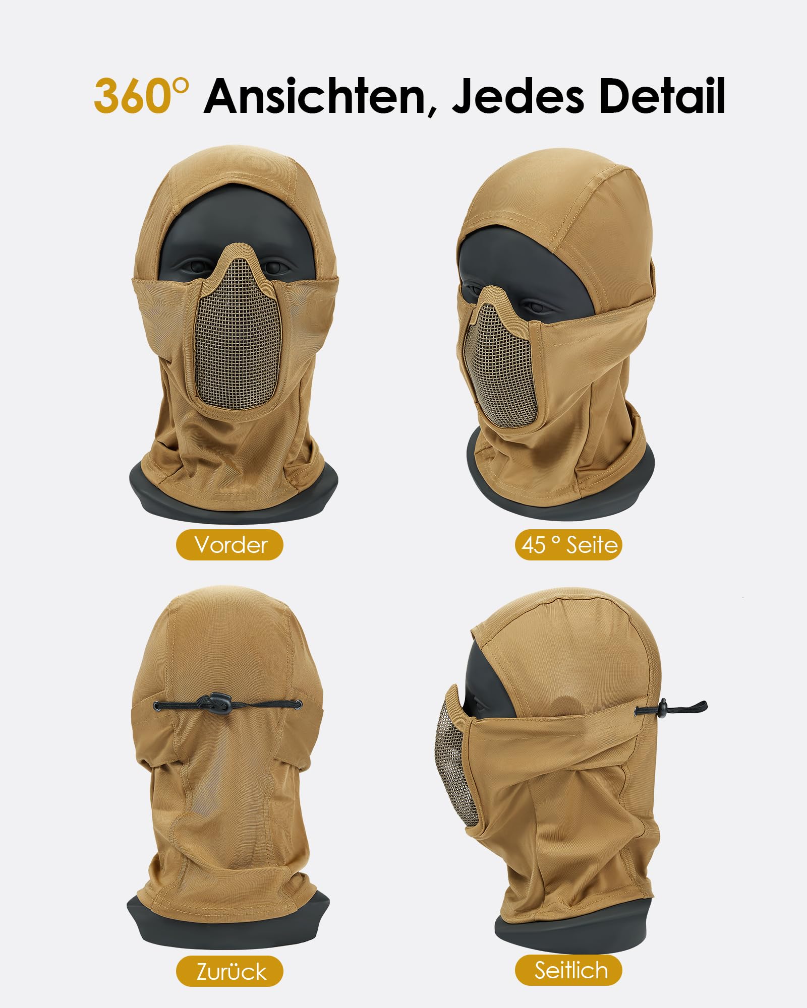 OneTigris Balaclava Mesh maska taktyczna, styl ninja, pełna maska na twarz do Airsoft