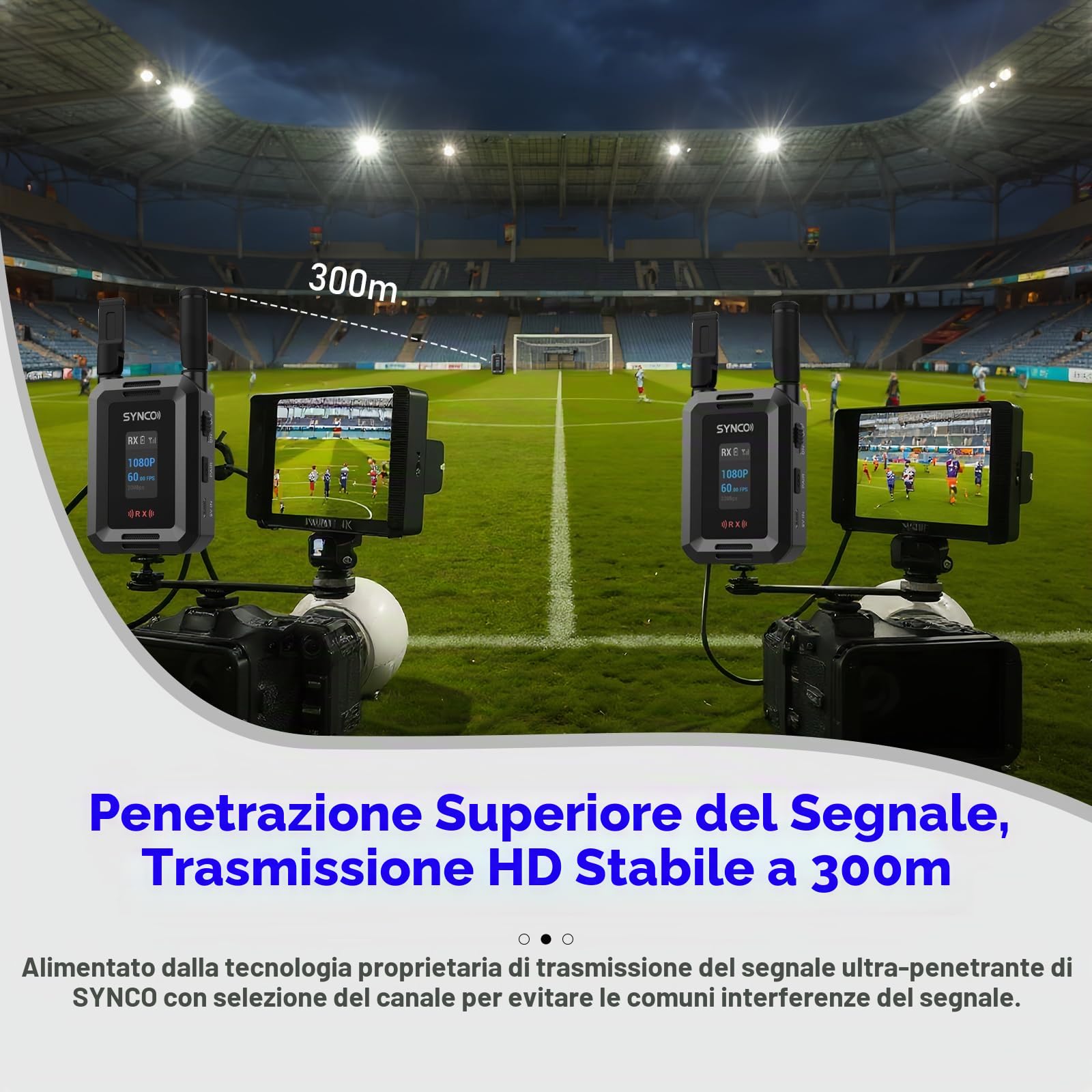 Synco Xvision - Sistema di trasmissione video wireless, trasmettitore e ricevitore HDMI da 300 m HD, 1080p, 60 fps, latenza di 40 ms per il monitoraggio in tempo reale, ideale per streaming live