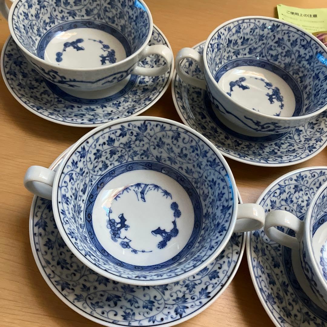 Amazon.co.jp: 古伊万里 唐草 龍峰窯 スープ皿 スープセット スープ