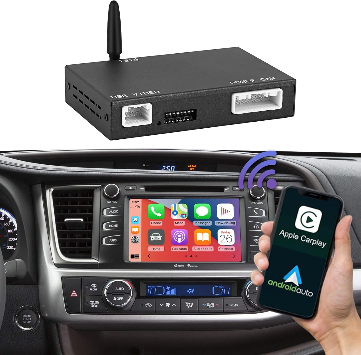 Road Top Wireless Carplay Android Auto Adapter for Toyota