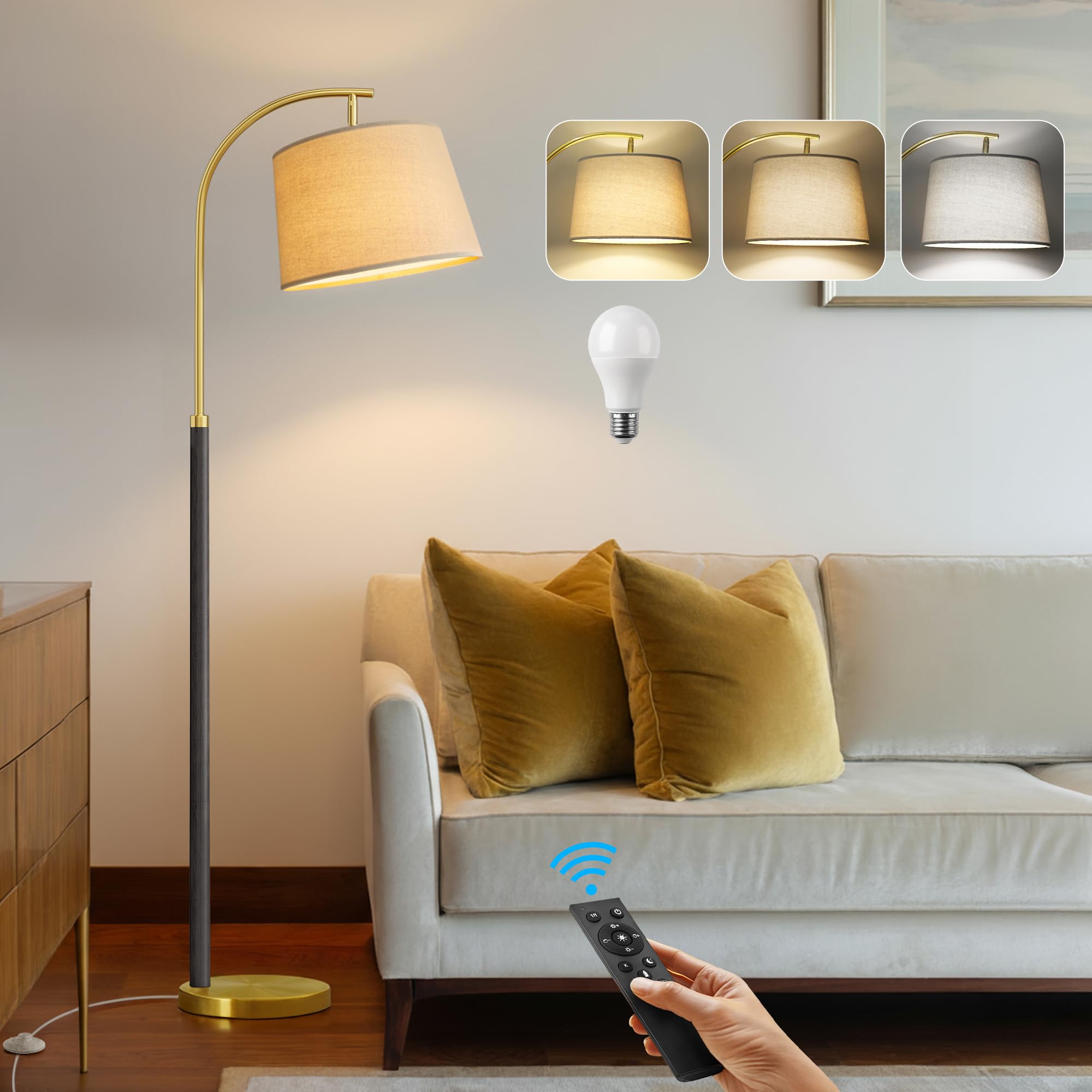 Real Wood Floor Lamps for Living Room Bedroom, 62" Mid Century Modern Lamp — image 1