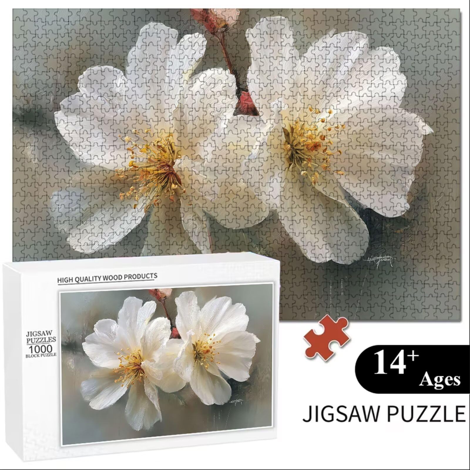 Puzzle 1200 Piezas Adultos Flor & Beige, Rompecabezas con Letras Traseras y Póster, Pasatiempo Antiestrés, Decoración de Pared, Regalo Decorar Mujer Hombre 75 x 50 cm (14 Años +) P3#652