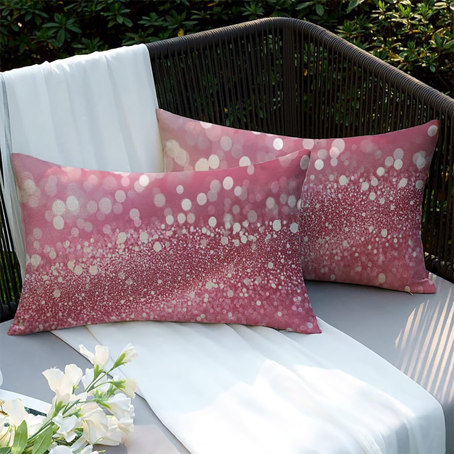 Housses de Coussins Lin 60x40cm Rose Xlccaioo Lot de 2