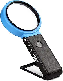 VISION AID 30X Lupa mãos-livres com 21 luzes LED para moedas Joias Artesanato Hobby Lupa 40X Lupa portátil ou de mesa para idosos Lendo Relógio Reparação Solda Trabalho próximo