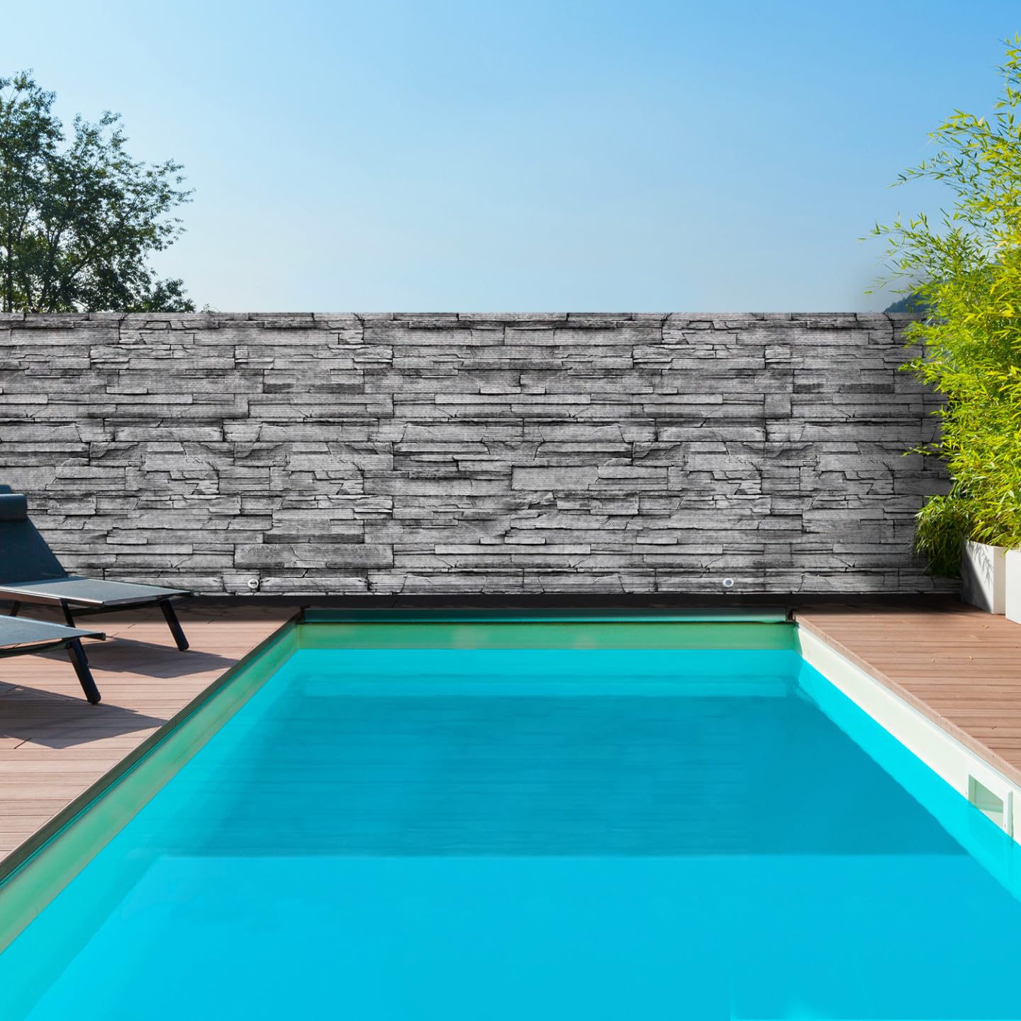 IDMarket - Brise Vue occultant 1,8 x 10 M Motif Pierre Grise 160 GR/m²