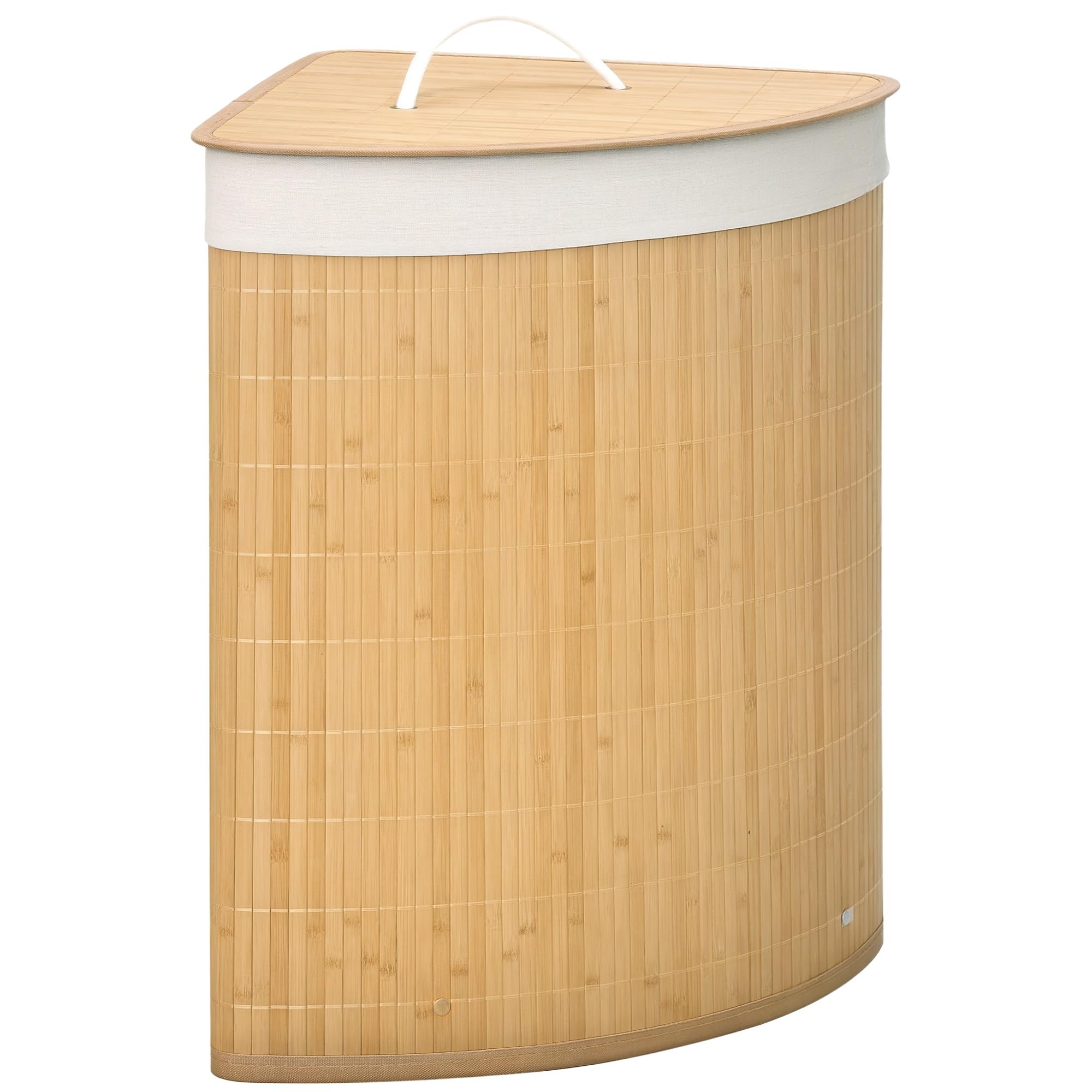 HOMCOM Bamboo Laundry Basket with Lid 55 Litres Laundry Hamper Natural