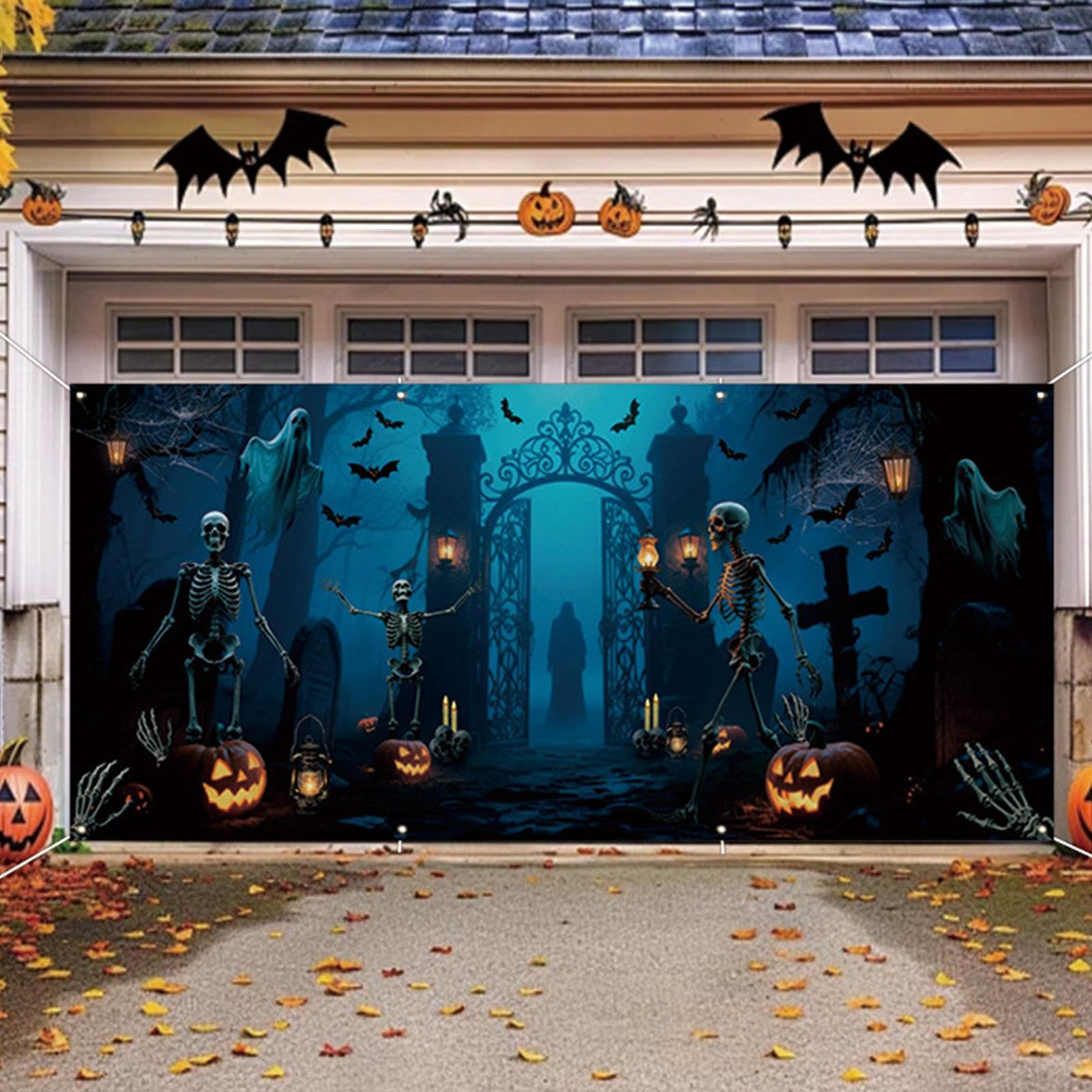 Na Drzwi Garażowe Halloween Dekoracja Świąteczna Na Patio 4x1,8 m