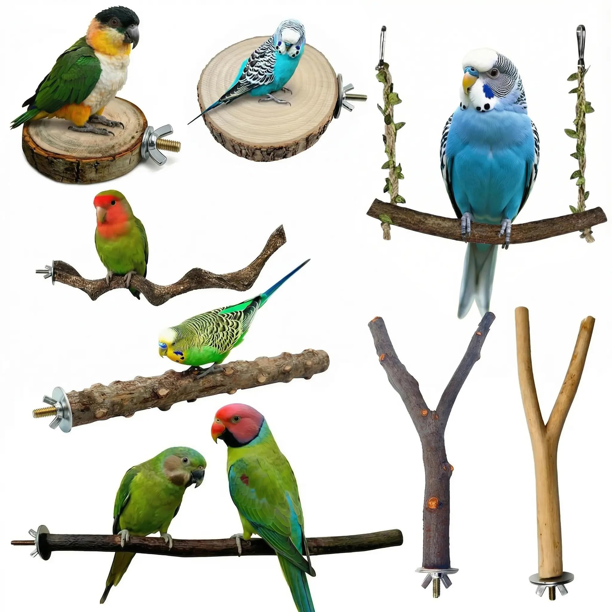 Acvxghe 8PCS Natural Bird Perches - birdcage accessories | Mubboo