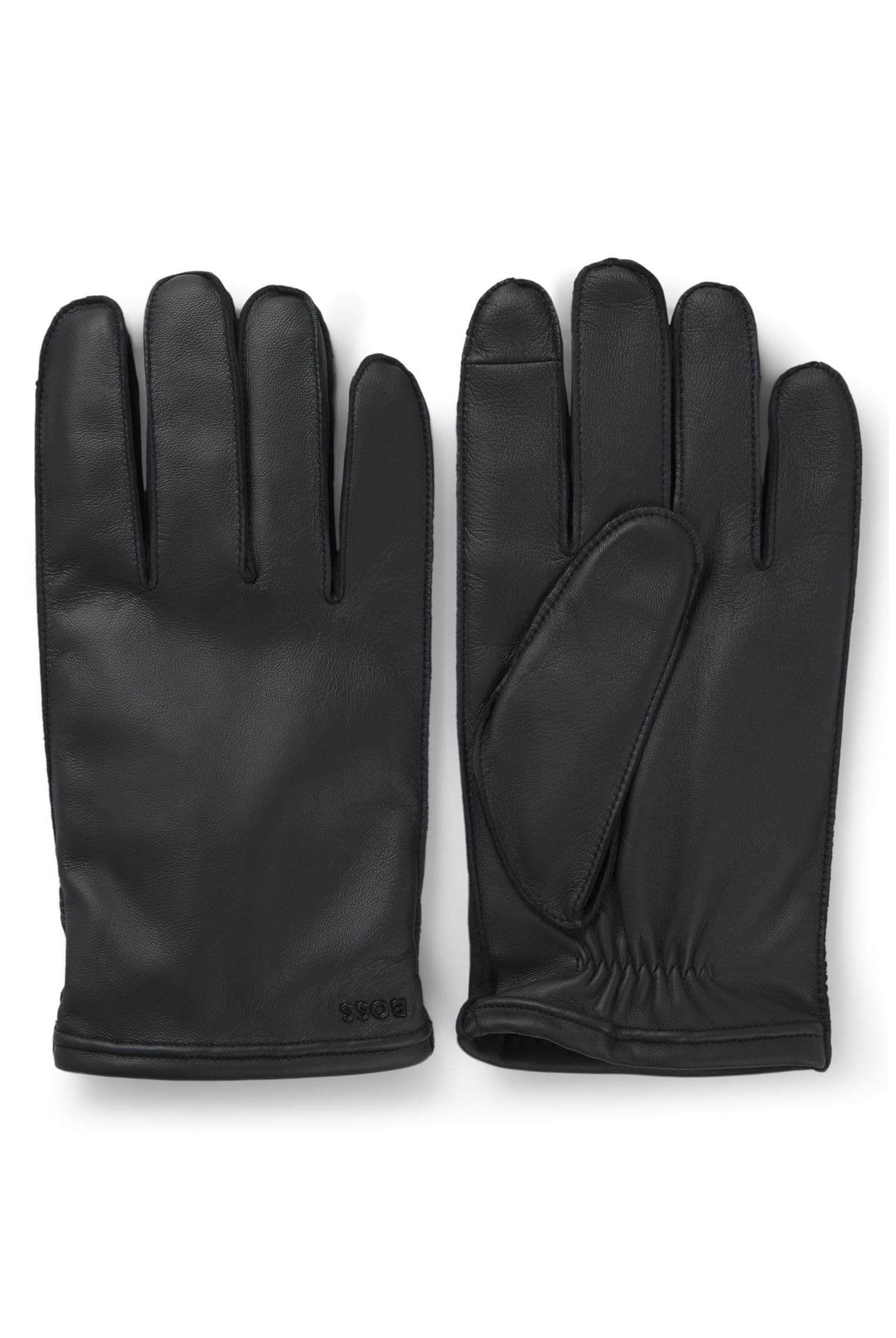 BOSS Mens Kranton-ME Wool-lined gloves in grained leather