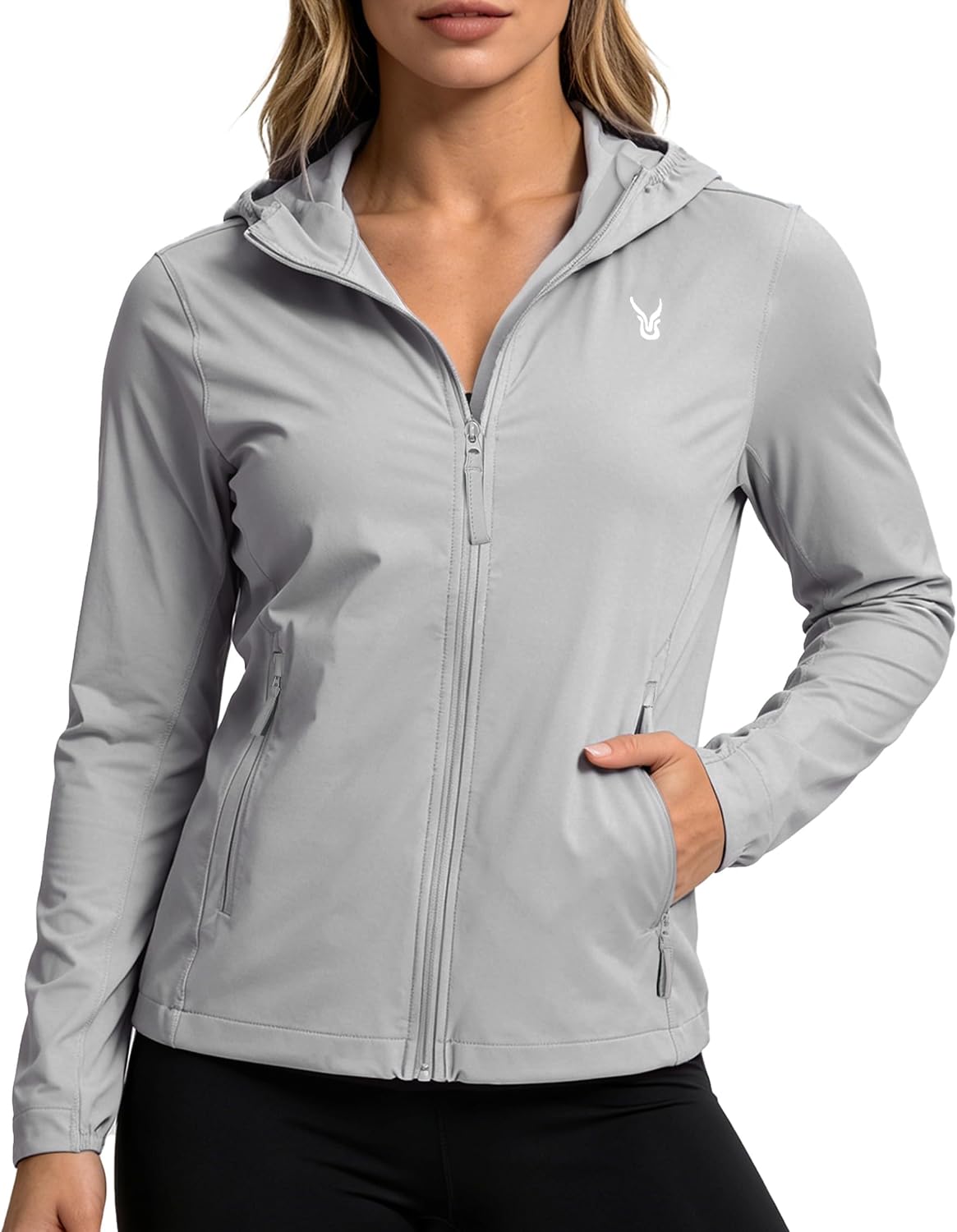 Light Weight Zip Up Sun Hoodie Women, Light Summer Jacket Women with Pocket for Fishing Hiking