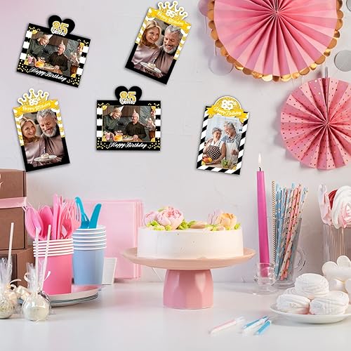 Miniatura 4 de MEFENG 15 palitos para centro de mesa de fiesta de cumpleaños 85, color negro y dorado, decoración de mesa para fotos de cumpleaños de 85 años,