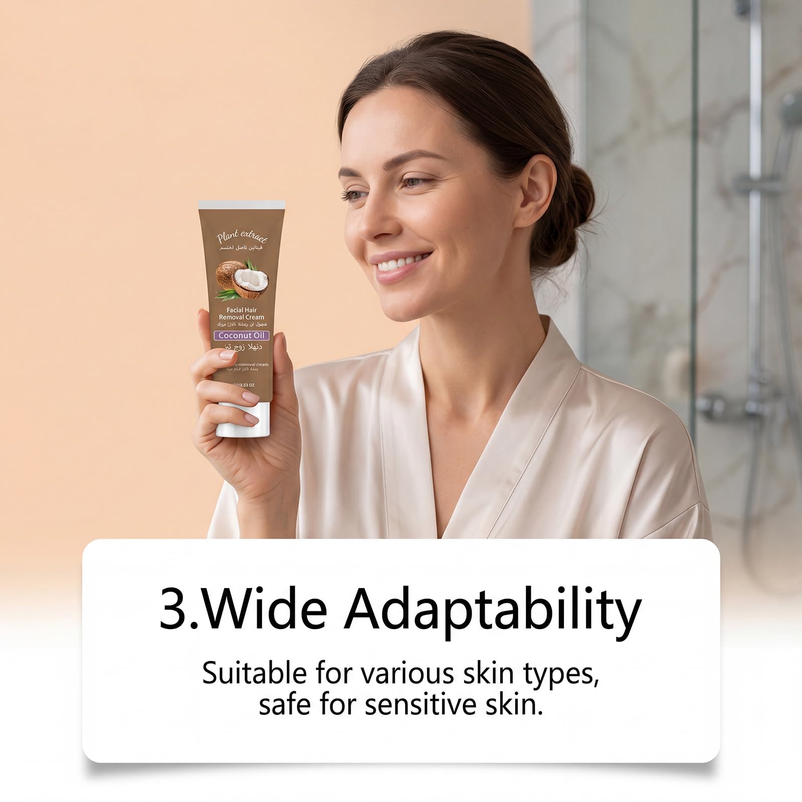 Crema depilatoria viso con olio di cocco ed estratti vegetali, morbida ed efficace, per labbro superiore, mento e guance, pelli sensibili, idratante, crema depilatoria per il viso (6 pezzi)