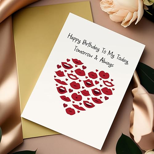 Miniatura 3 de Tarjeta romántica de cumpleaños para novio, novia, él y ella, dulce tarjeta de cumpleaños para marido y esposa, feliz cumpleaños a mi hoy mañana y