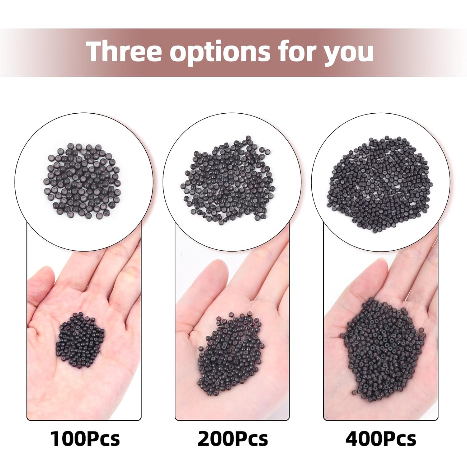 Vlasy 200Pcs Nano Ring Beads Silicone Lined Beads for Nano Ring Human Hair Extensions 5 Color Optional (Brown) - Image 5