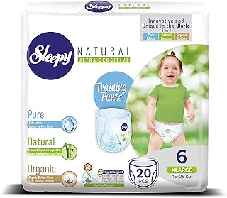 SOHO | Sleepy Natural Baby Training Pants, Easy Pull Toddler Training Underwear for Boy and Girls Strong Absorbent (Size 6 | 20 Count | Child Weight 33-55 lbs)