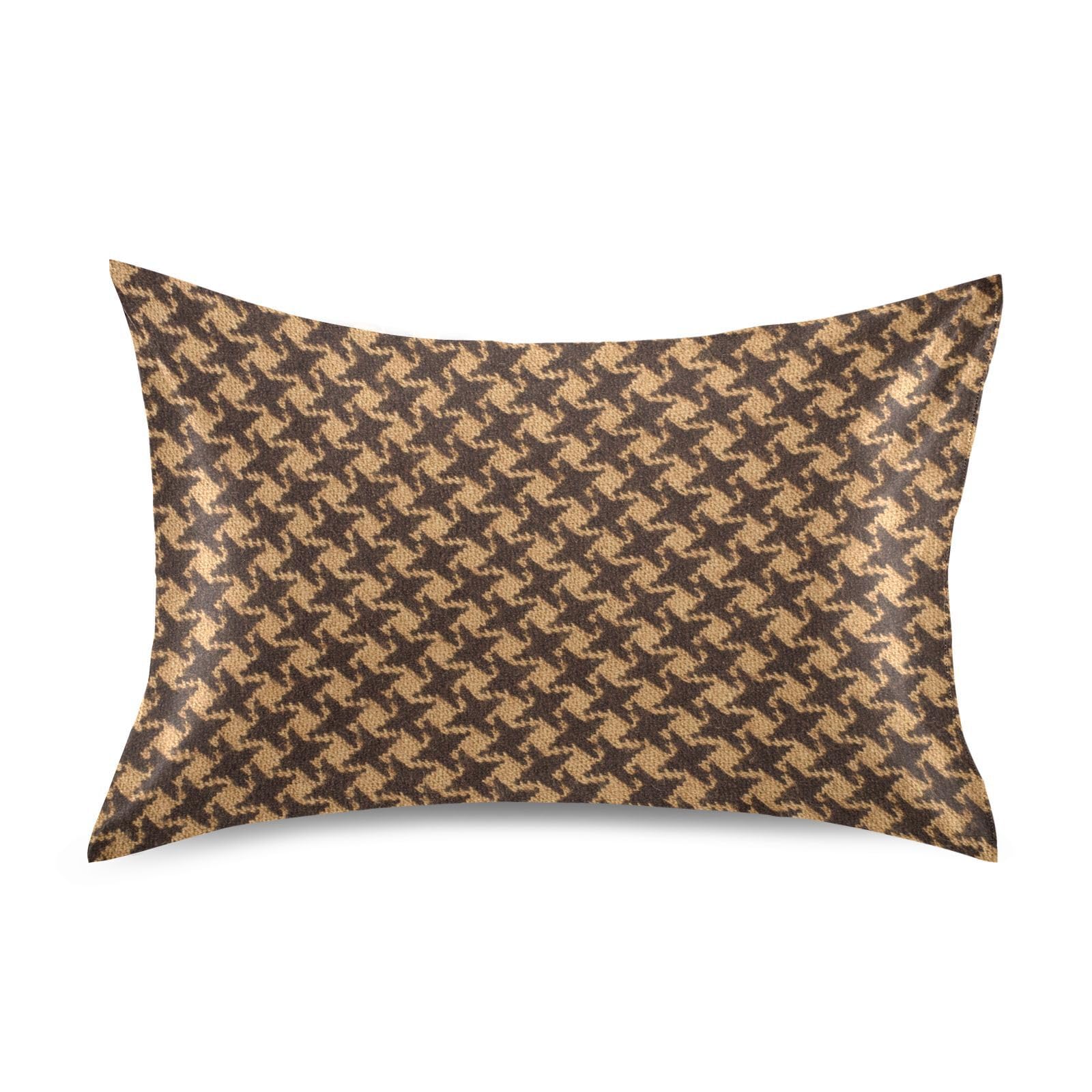 Linne Federa Per Cuscino 50x50 Cm | Tessuto Pied-de-Poule Marrone | Cerniera Inclusa | Arredamento Moderno