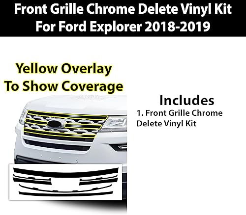 Miniatura 6 de BOGAR TECH DESIGNS Revestimiento frontal cromado compatible con Ford Explorer 2018-2019, negro brillante