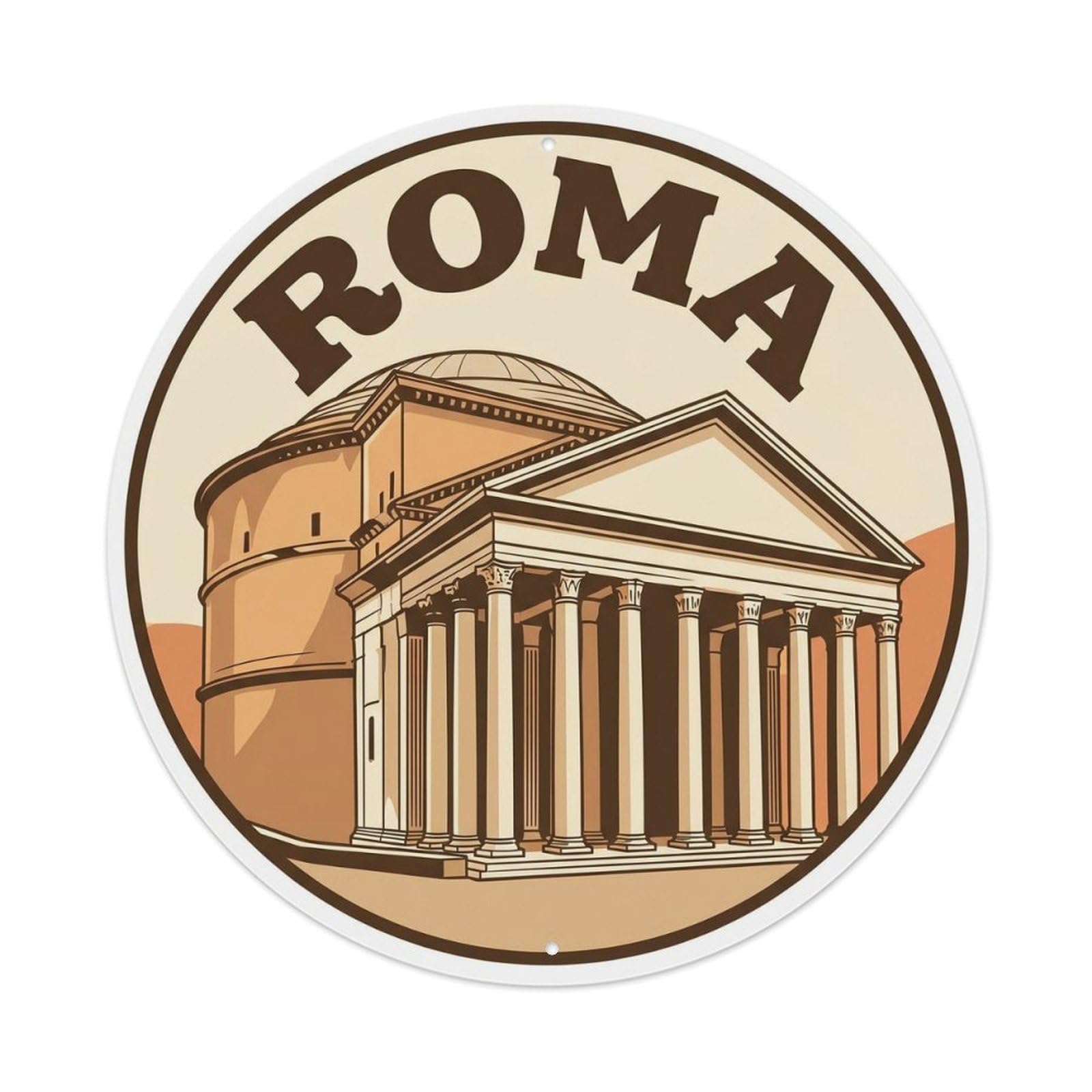 Vintage Travel Rome Pantheon Ancient Metal Tin Sign Plaque
