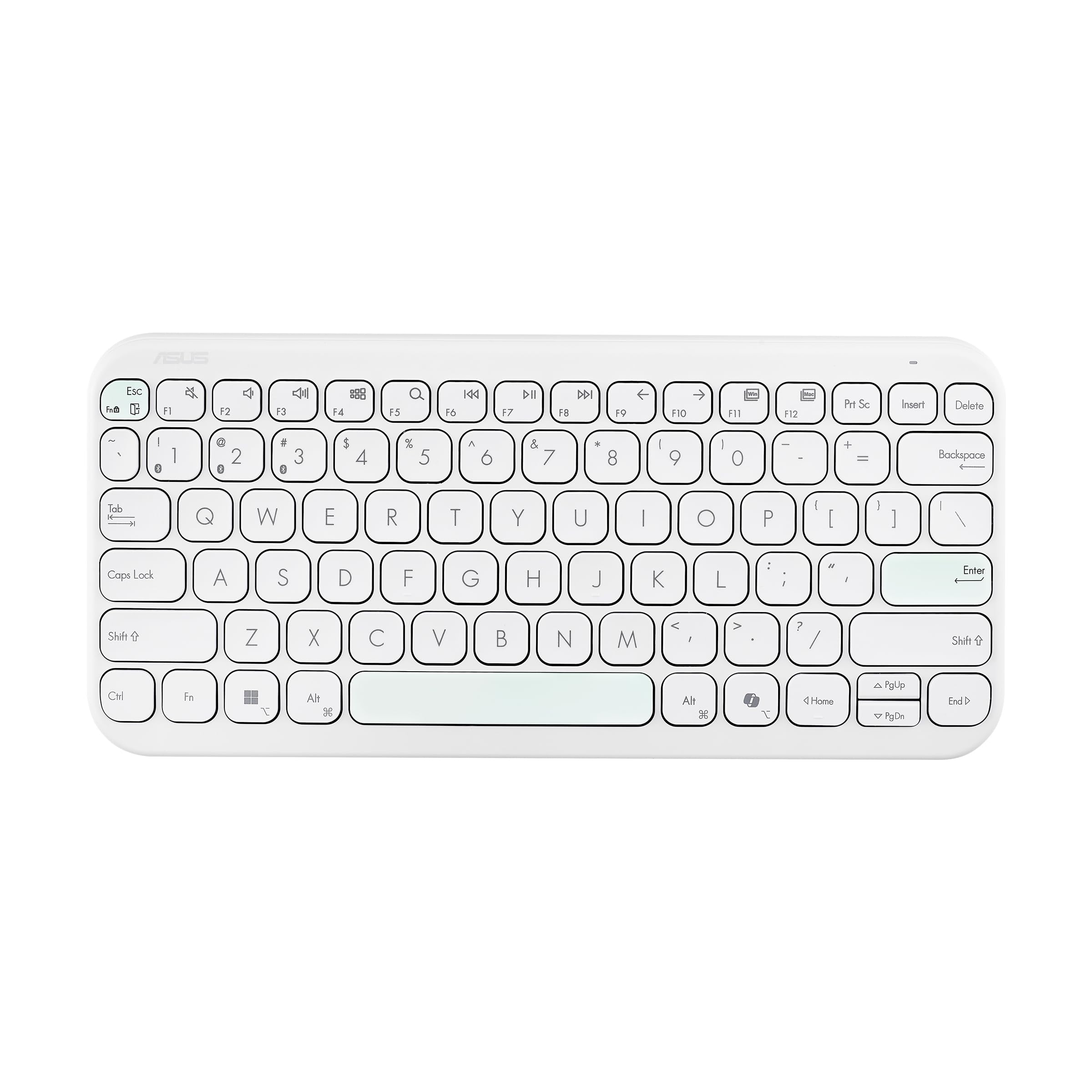 ASUS Marshmallow KW100 Wireless Keyboard – Iridescent White | Silent Scissor Keys, Compact Design, 2-Year Battery Life, Compatible with Windows/Mac/Chrome/iOS/with Dedicated Copilot Key