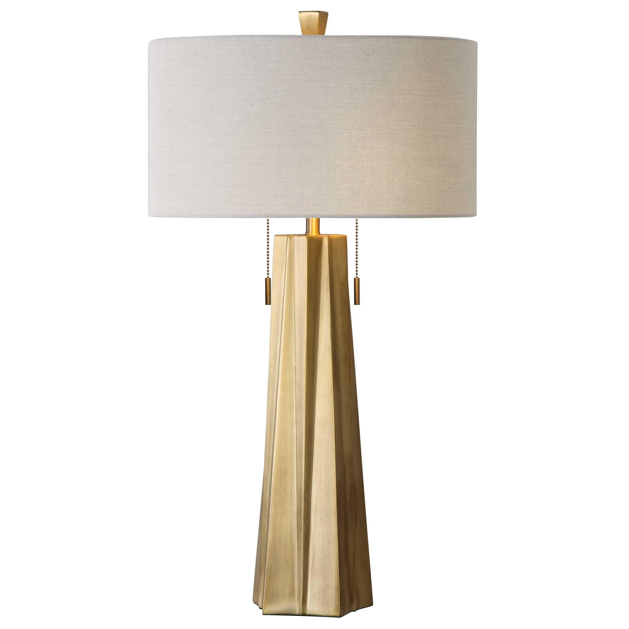 Mid Century Modern Gold Metal Table Lamp | Tall Geometric Star Pyramid ...