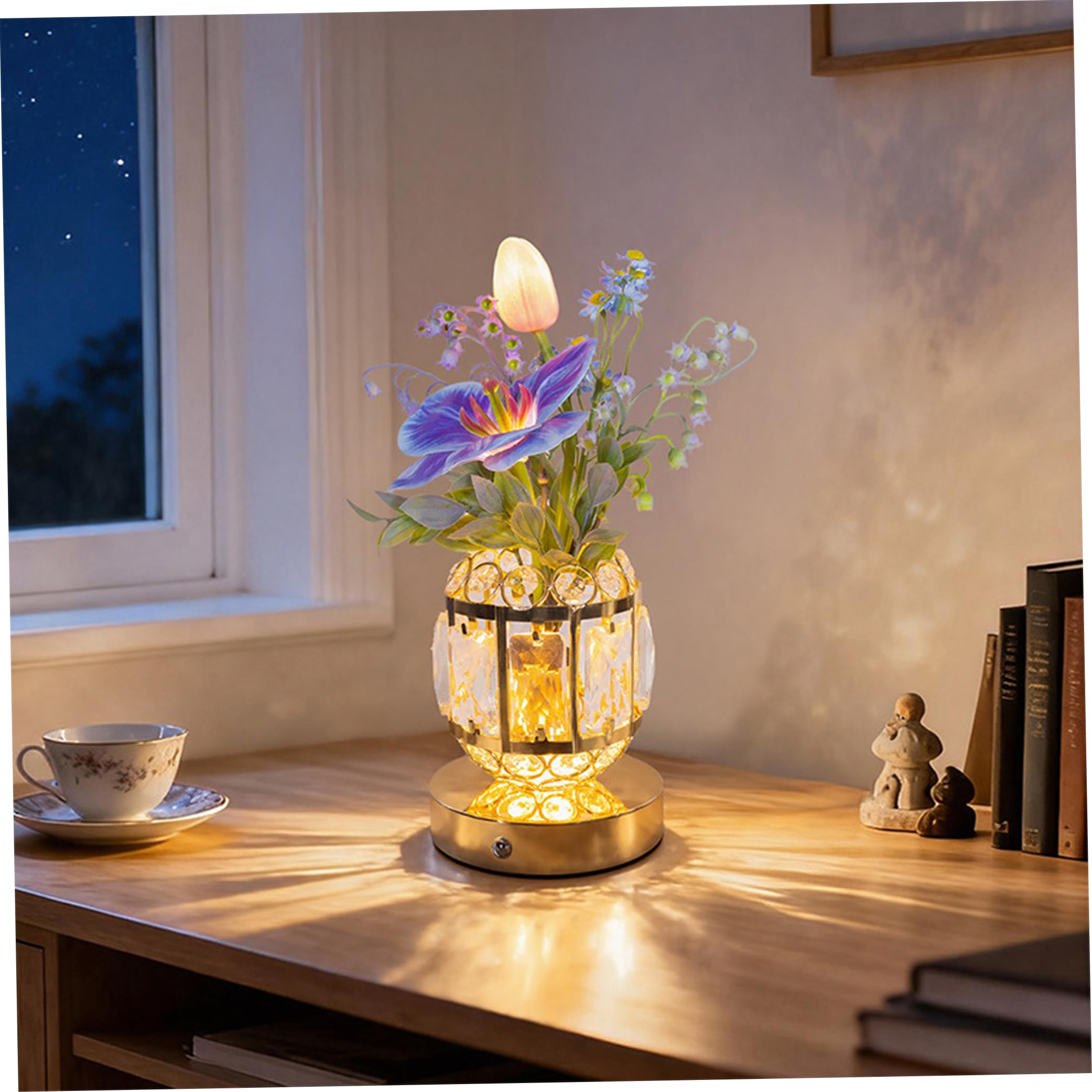 Lampada da Tavolo Flower Lampada con Tulipani Touch dimmerabili a 3 Colori, Viola