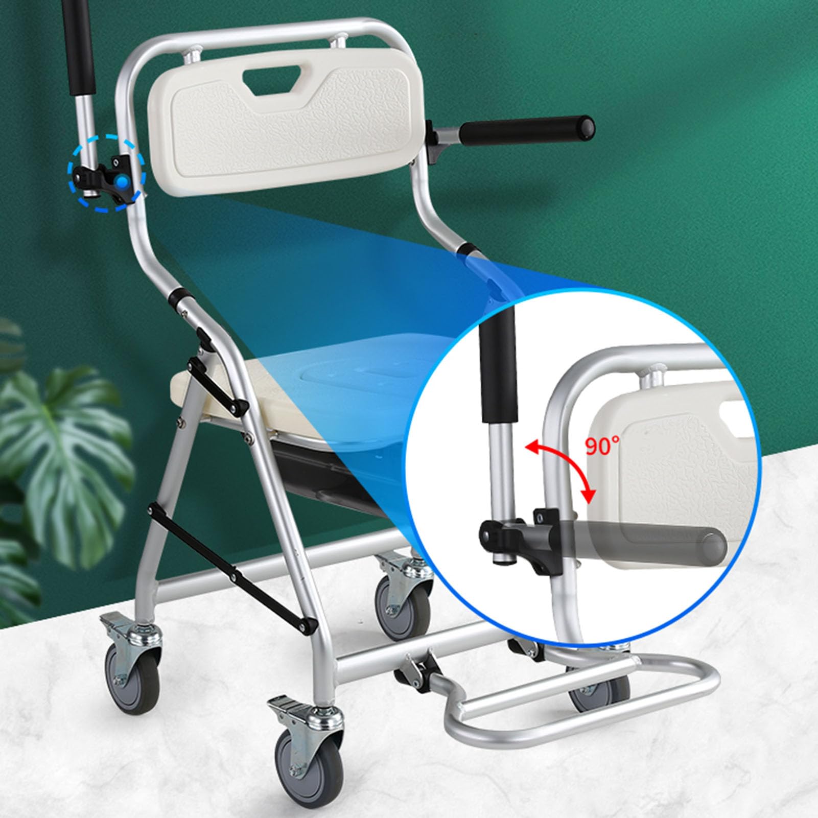 Sedia da doccia pieghevole, sedia da doccia con braccioli e ruote, comodini for anziani, sgabello da doccia for anziani, sedili da bagno for adulti