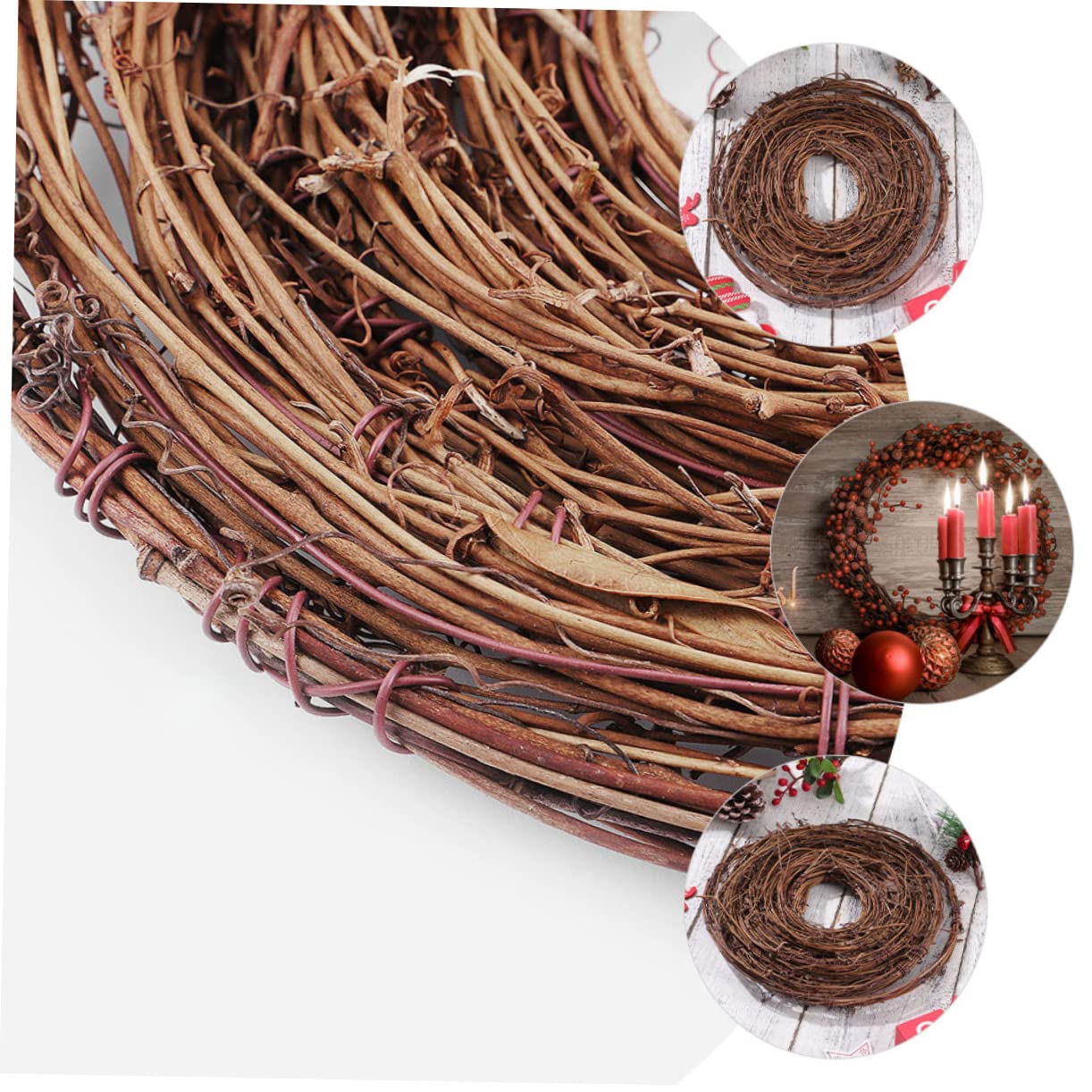 COLLBATH Ratán Natural para Manualidades y Bricolaje 4.6 m por Rollo De Vid Natural Decoración Navideña para Hogar y Fiestas Paquete De 2 Rollos