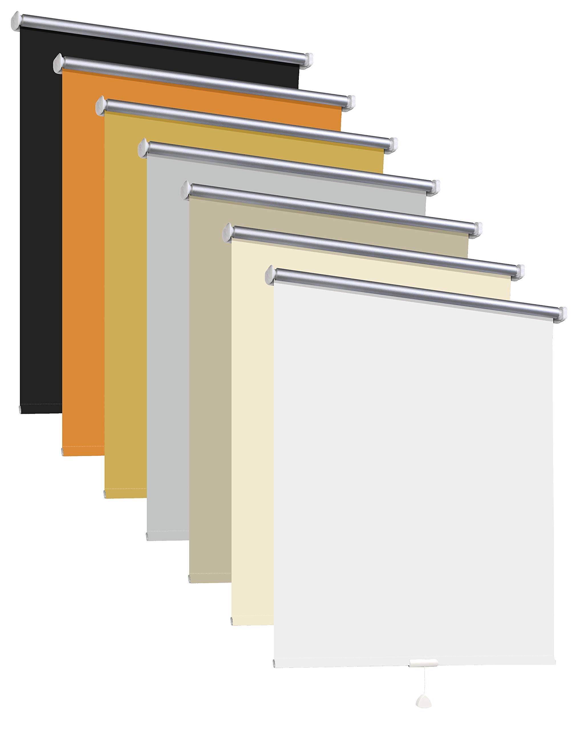 Thermorollo Hitzeschutz Verdunkelungsrollo Springrollo Mittelzugrollo Fenster Rollo 7 Farben Breite 62-242 cm Höhe 175 cm lichtundurchlässig verdunkelnd Beschichtung Silber (222 x 175 cm / Grau)