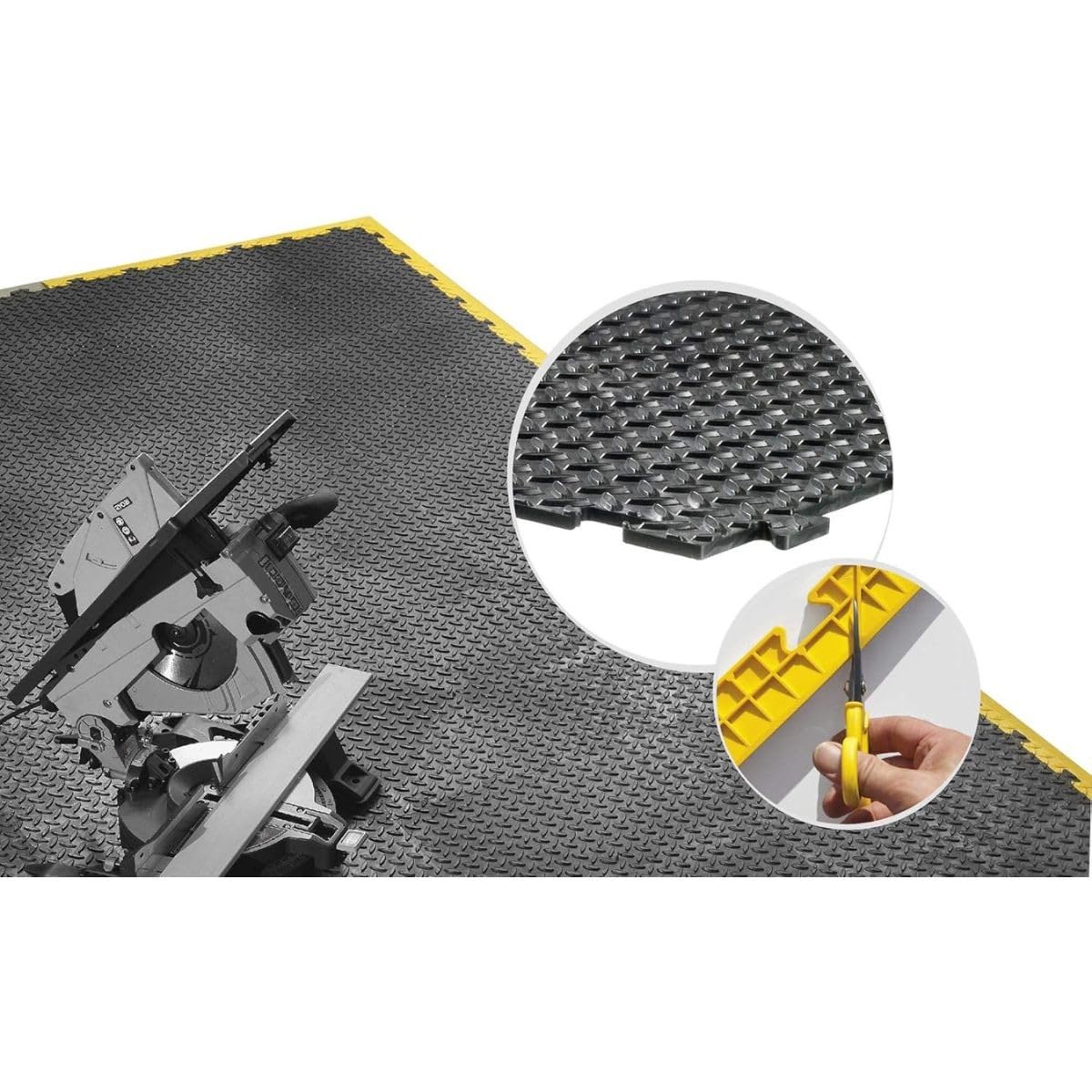 INTEC – Pack de 10 losas PVC Clipsables negras 50 x 50 cm antideslizantes – Suelo de Garaje, Atelier