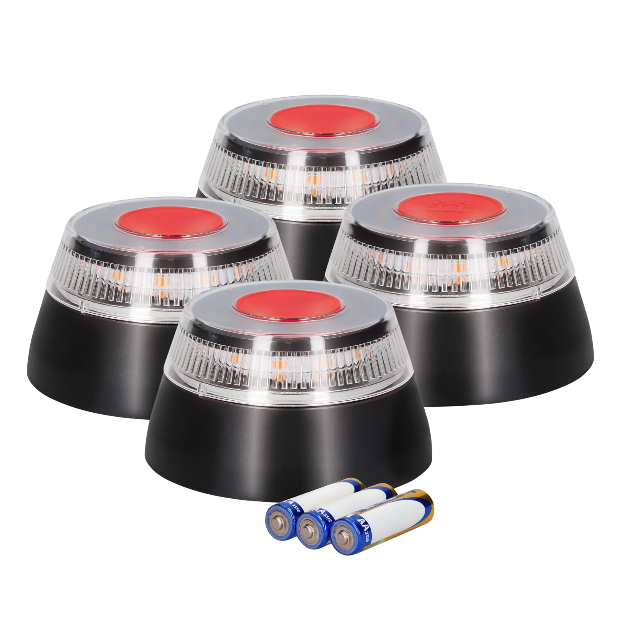 MAGIC SELECT 4X Luz Emergencia V16 Homologada por DGT con Geolocalización para Señalización en Carretera de Vehículo, Coche y Moto. Base Imantada, 3 Pilas AA Incluidas.