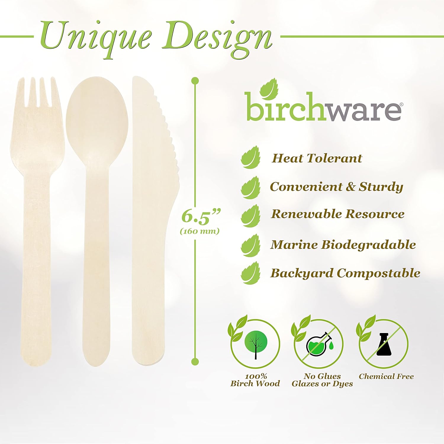 Classic Forks 6.5" - (2500 Count) Compostable Wooden Forks, Biodegradable Party Supplies, Sturdy, Heat Tolerant and Eco-Friendly.