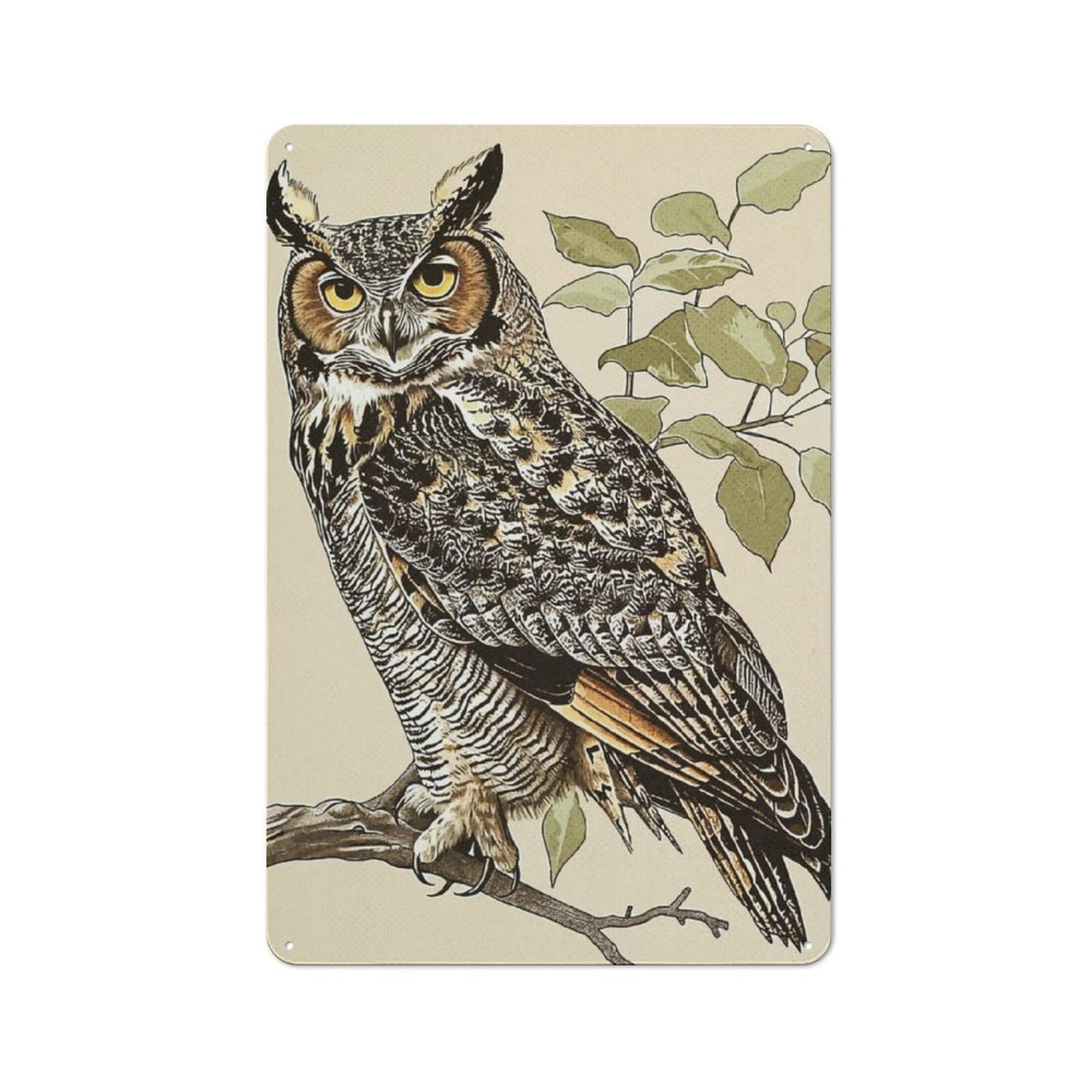 Junmoney Owl Vintage Decorative Tin Sign 30X20cm, Country Country Wall Plaque For Dining Room, Cafe, Entryway Or Family Room