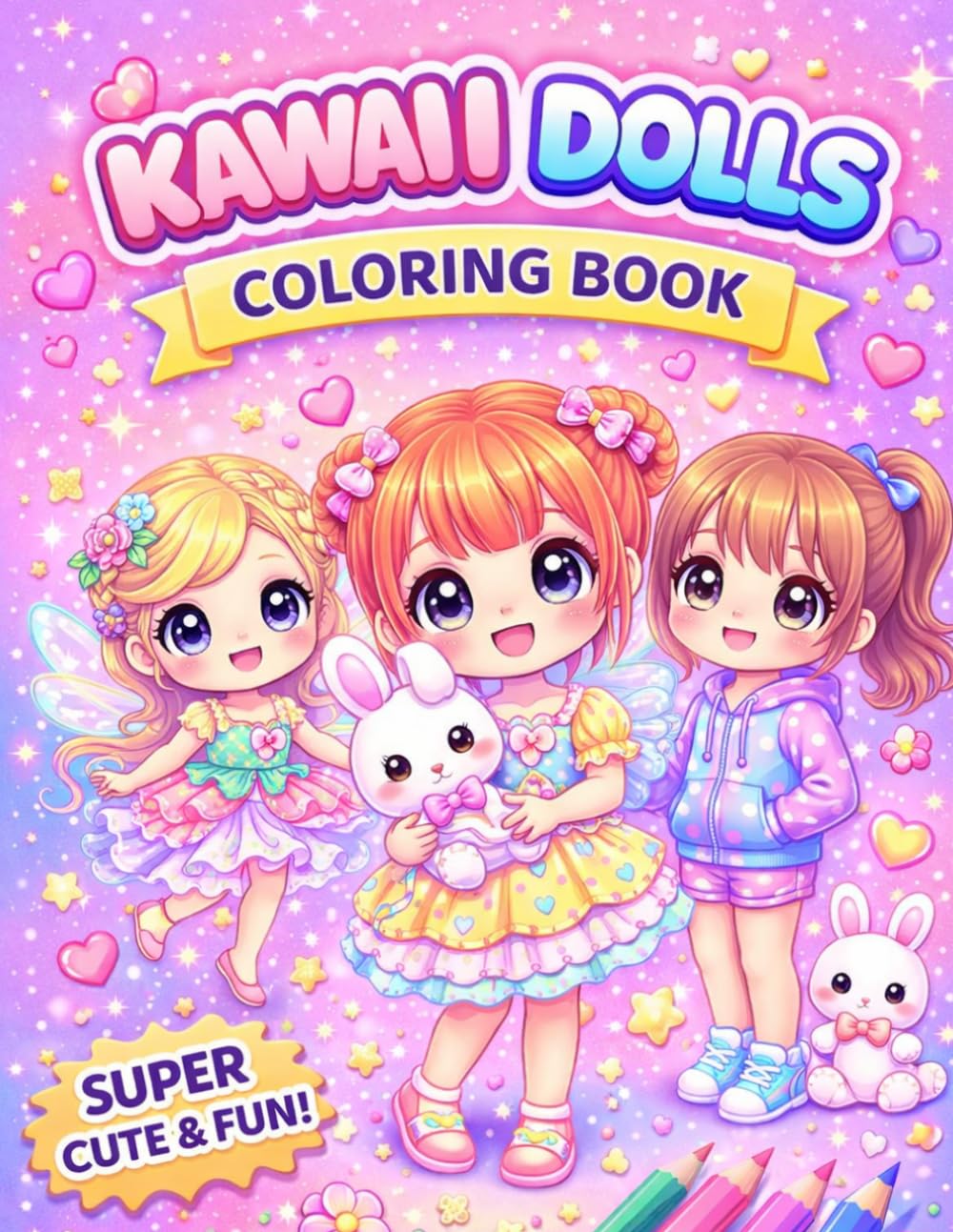 Kawaii Coloring Book for Girls: Cute Dolls, Animals & Easy Fun Pages: Adorable Kawaii Dolls, Cute Animals, Easy and Relaxing Coloring Pages for Girls ... 47 Fun Pages (Kawaii Coloring Collection)